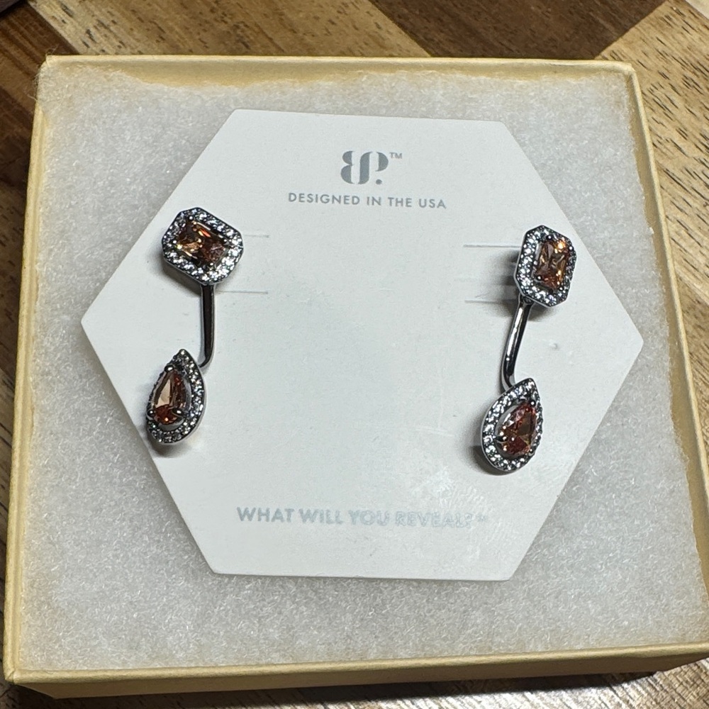 Elegant Bomb Party Silver and Orange/Brown Drop Earrings